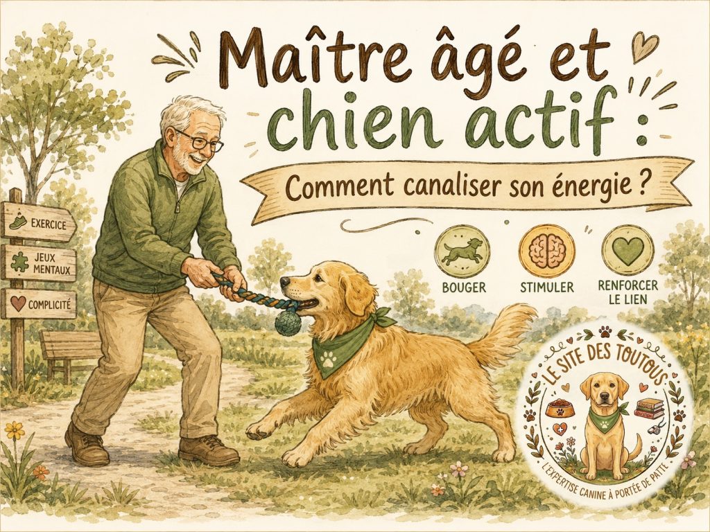 chien actif et maître âgé