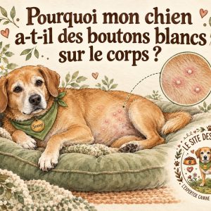 boutons blancs corps chien
