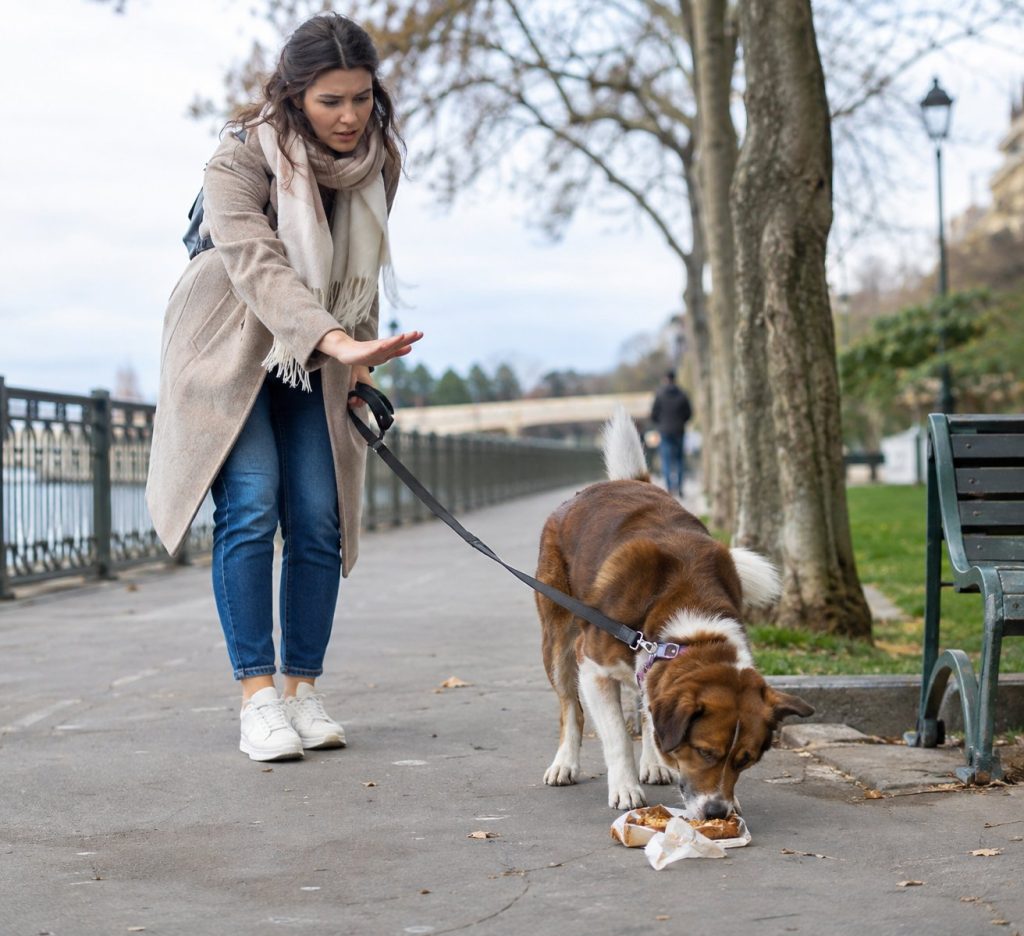 chien qui mange des déchets