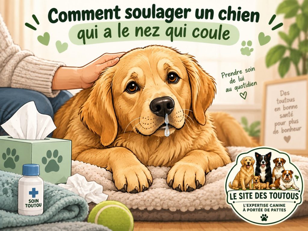 un chien qui a le nez qui coule