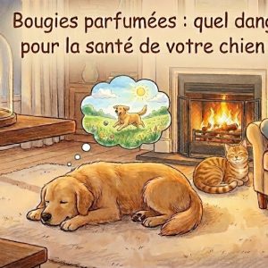 un chien endormi devant une cheminée