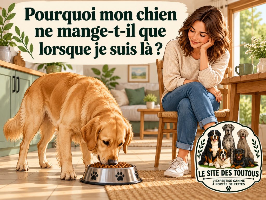 chien qui mange en présence de son maître