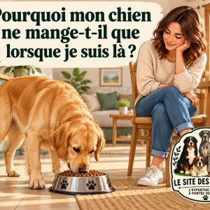 chien qui mange en présence de son maître