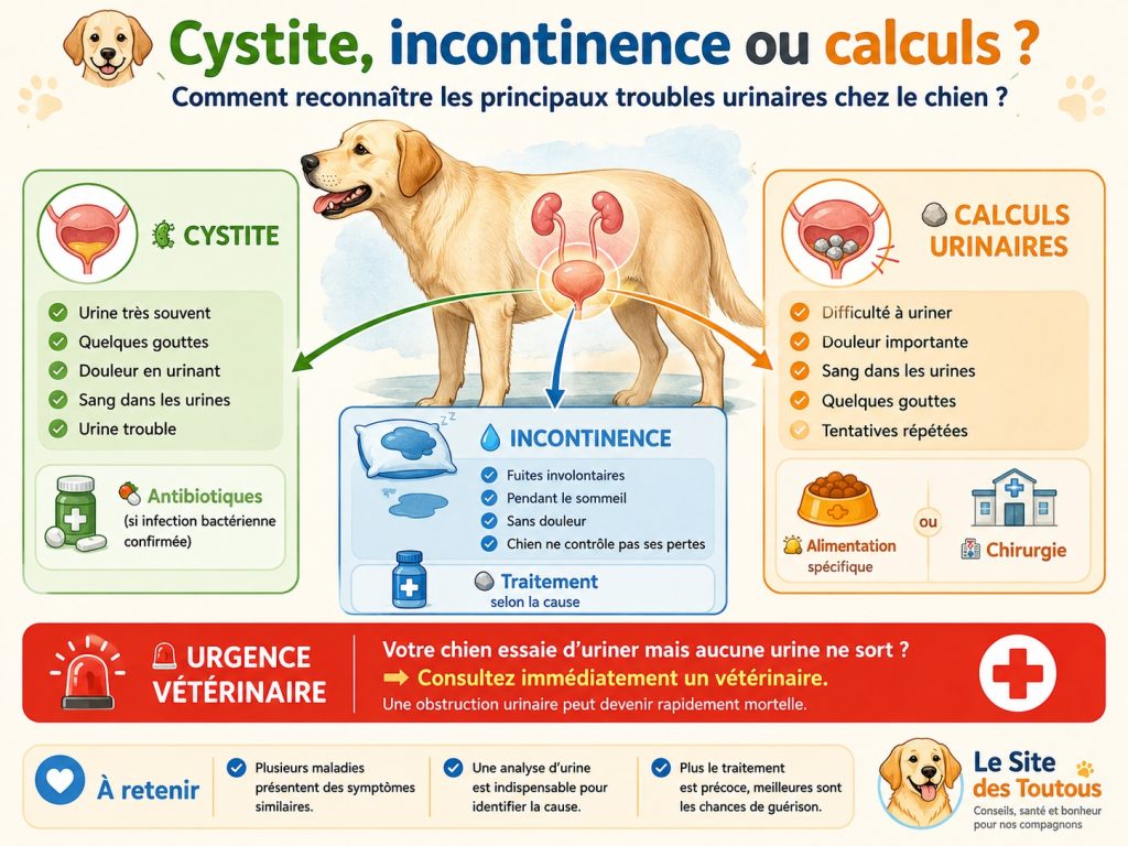cystite incontinence calculs chez le chien