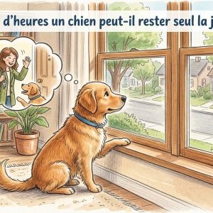 un chien seul qui attend le retour de sa maîtresse en regardant par la fenêtre