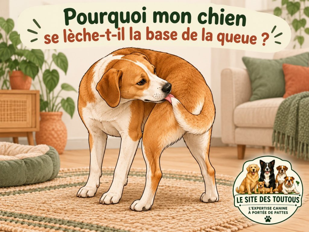 chien qui se lèche la base de la queue
