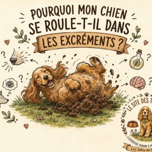 chien qui se roule dans des excréments