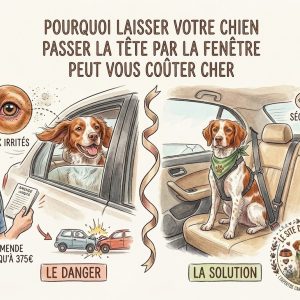 les dangers d'un chien non attaché en voiture