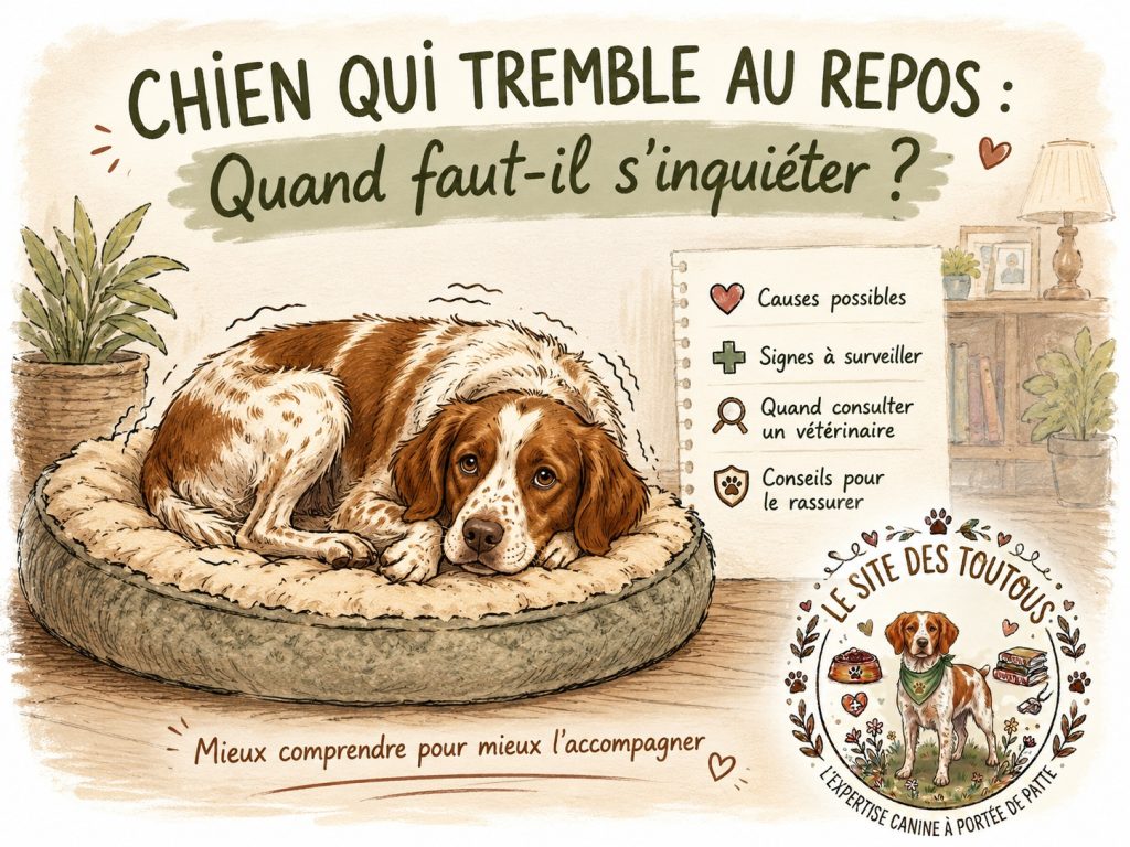chien qui tremble au repos