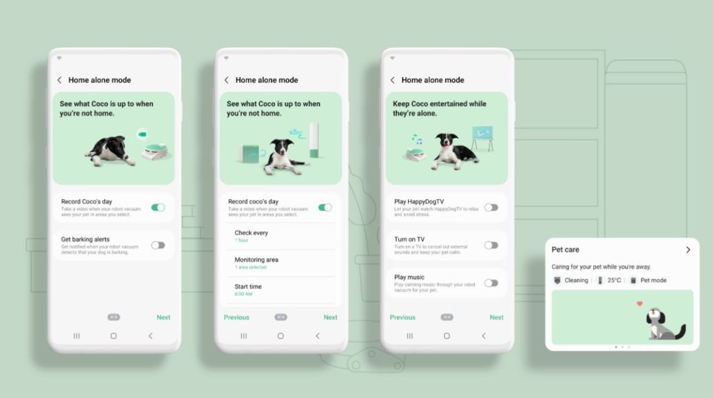 interface de l'application SmartThings Pet Care