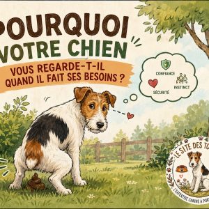 chien qui regarde quand il fait ses besoins