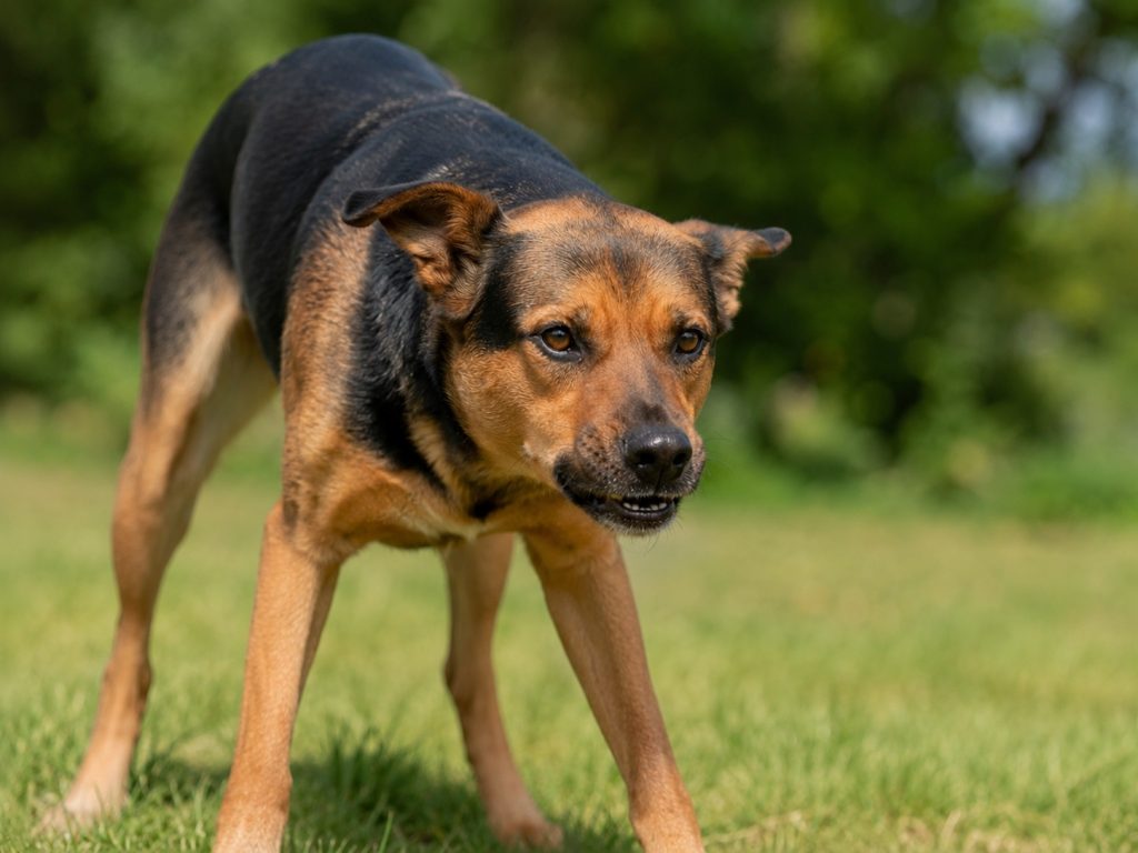 un chien en train de grogner