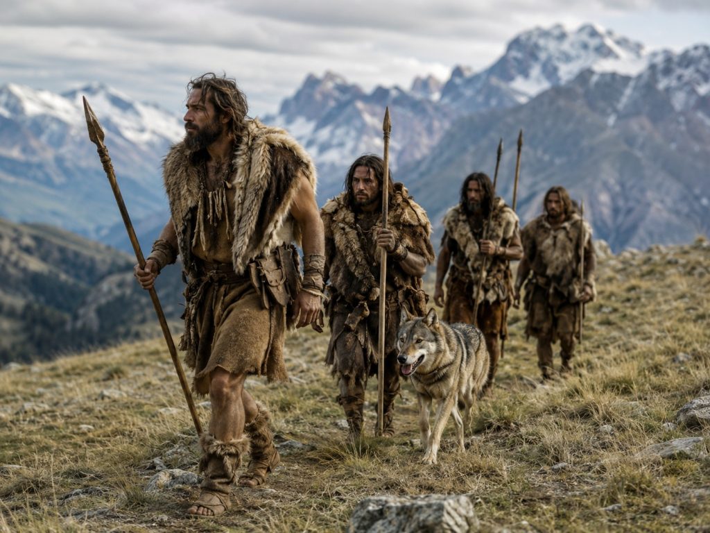 chasseurs préhistoriques et leur chien