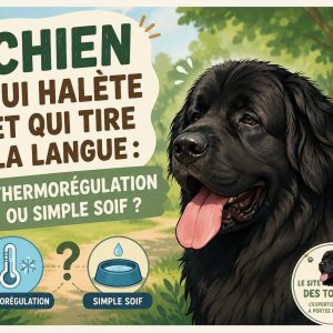 un chien qui halète et qui tire la langue