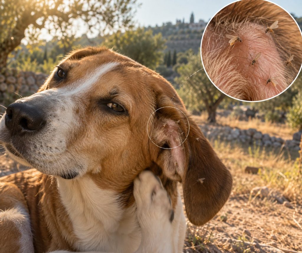 phlébotomes qui piquent un chien