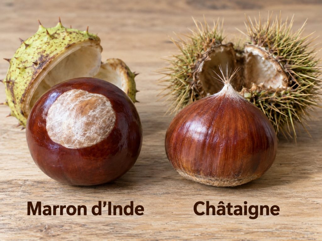 distinction marron d'Inde et châtaigne